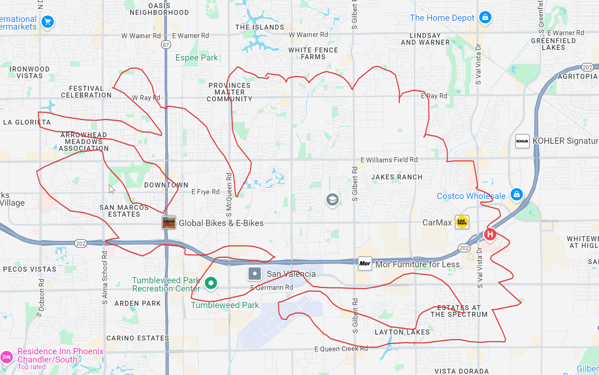 Wayno Service Area Map